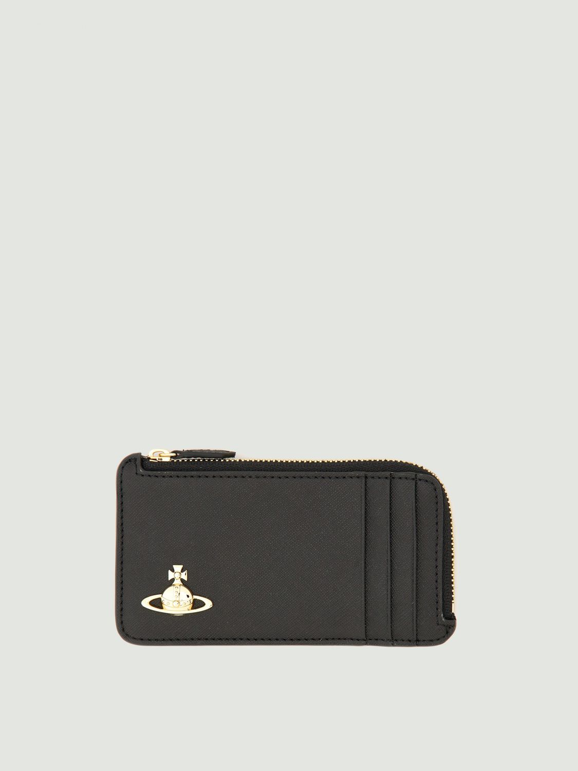 Vivienne Westwood Orb-plaque Saffiano Cardholder In Black
