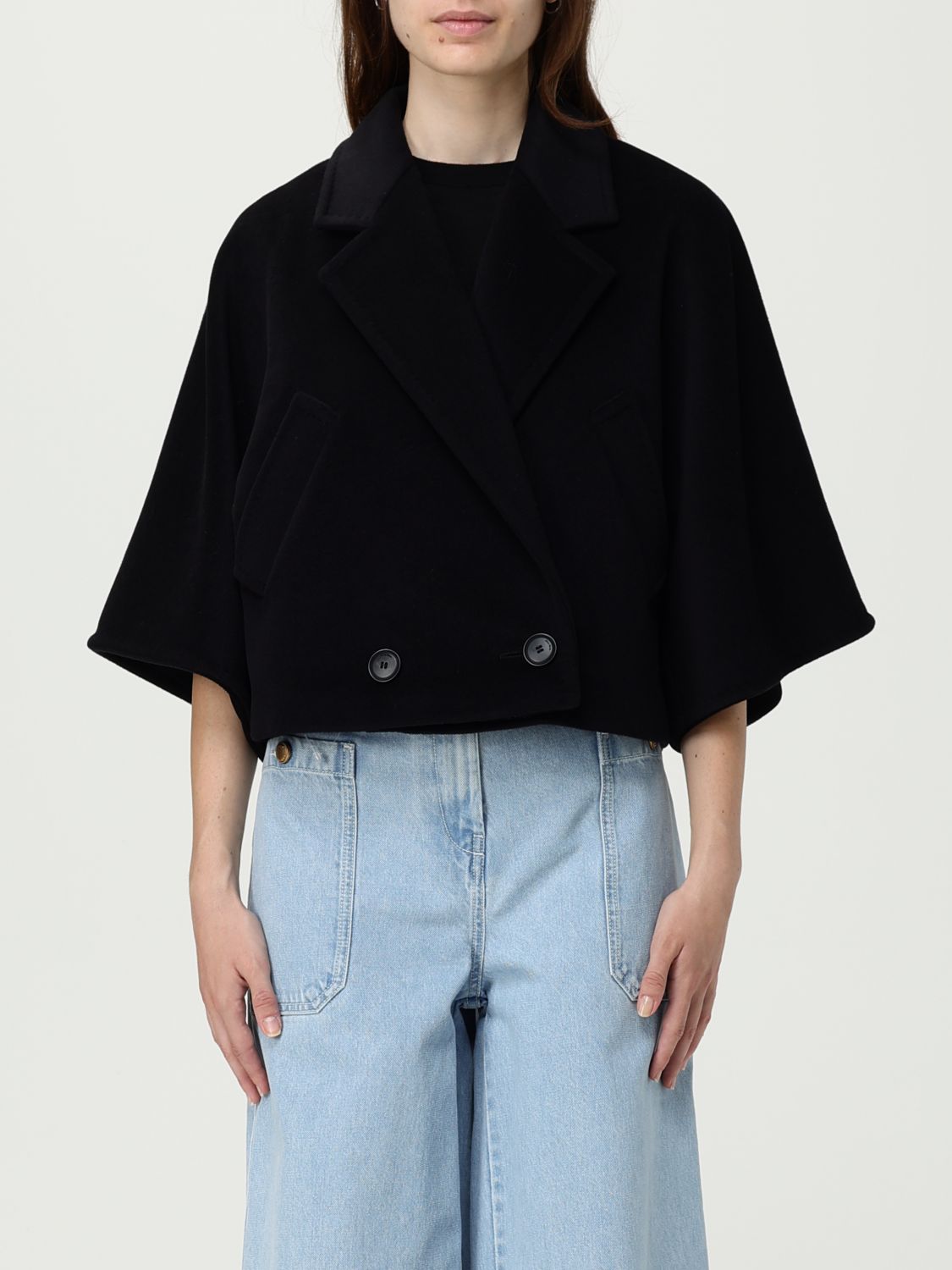 Max Mara Galea Caban Coat In Black