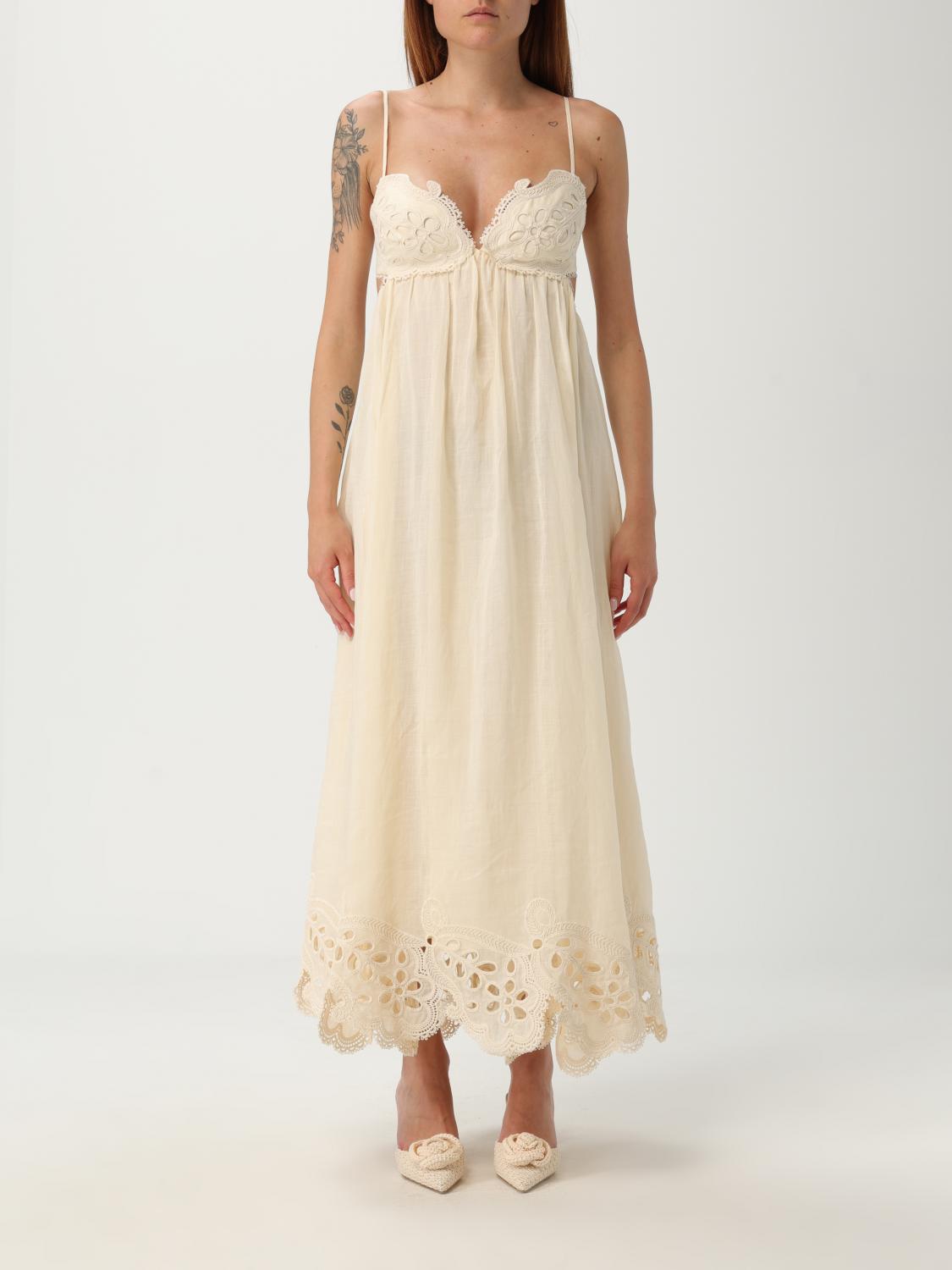 Zimmermann Embroidered Dress Coco In Neutral
