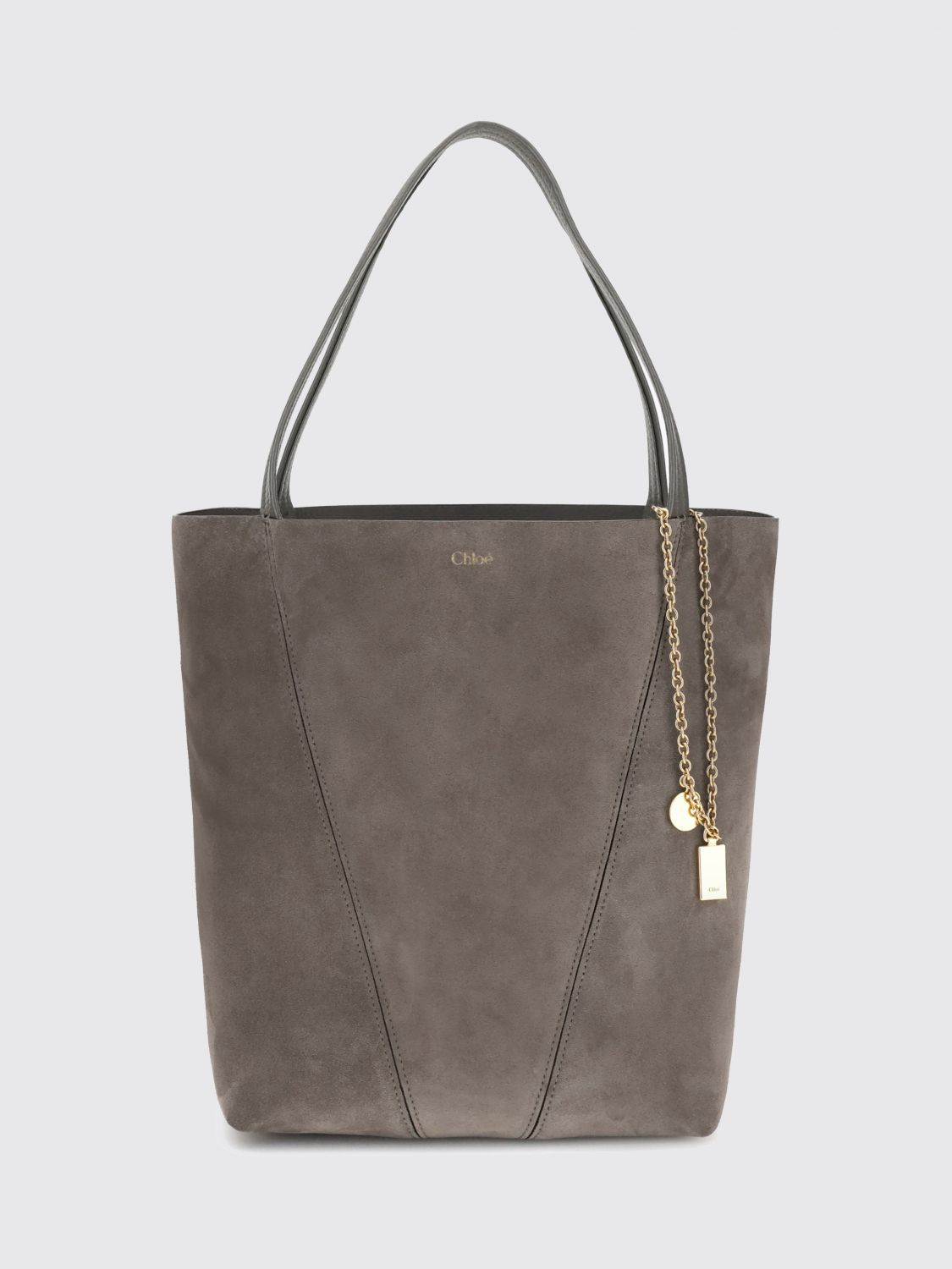 Chloé Women Suede Spin Tote Bag In Gray