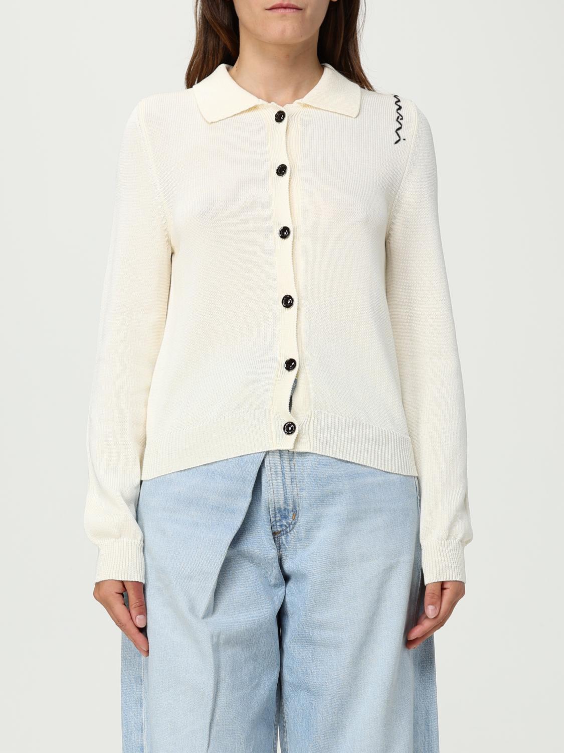 Marni Cream Cotton Cardigan In Multi