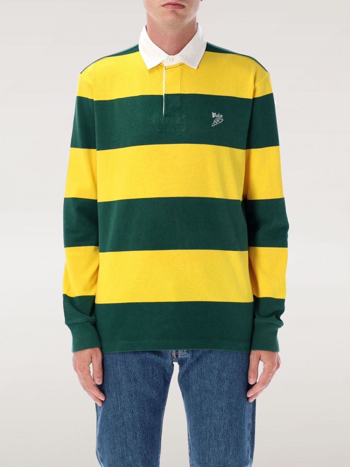 Polo Ralph Lauren Multicolor Polo Shirt With Logo Embroidery On The Front And All-over Striped Motif In Multi