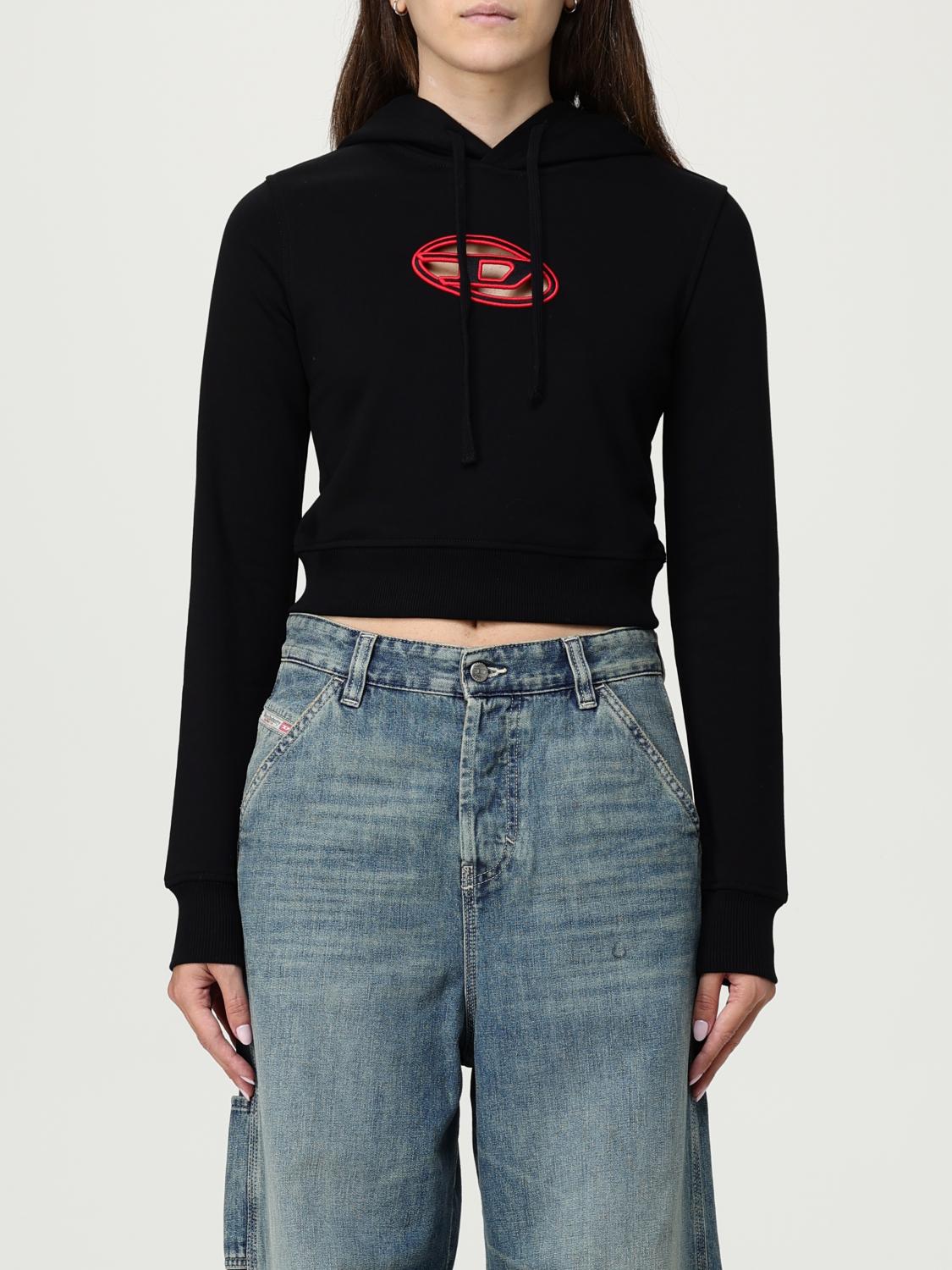 Diesel F-slimmy Cotton Blend Sweatshirt In Black