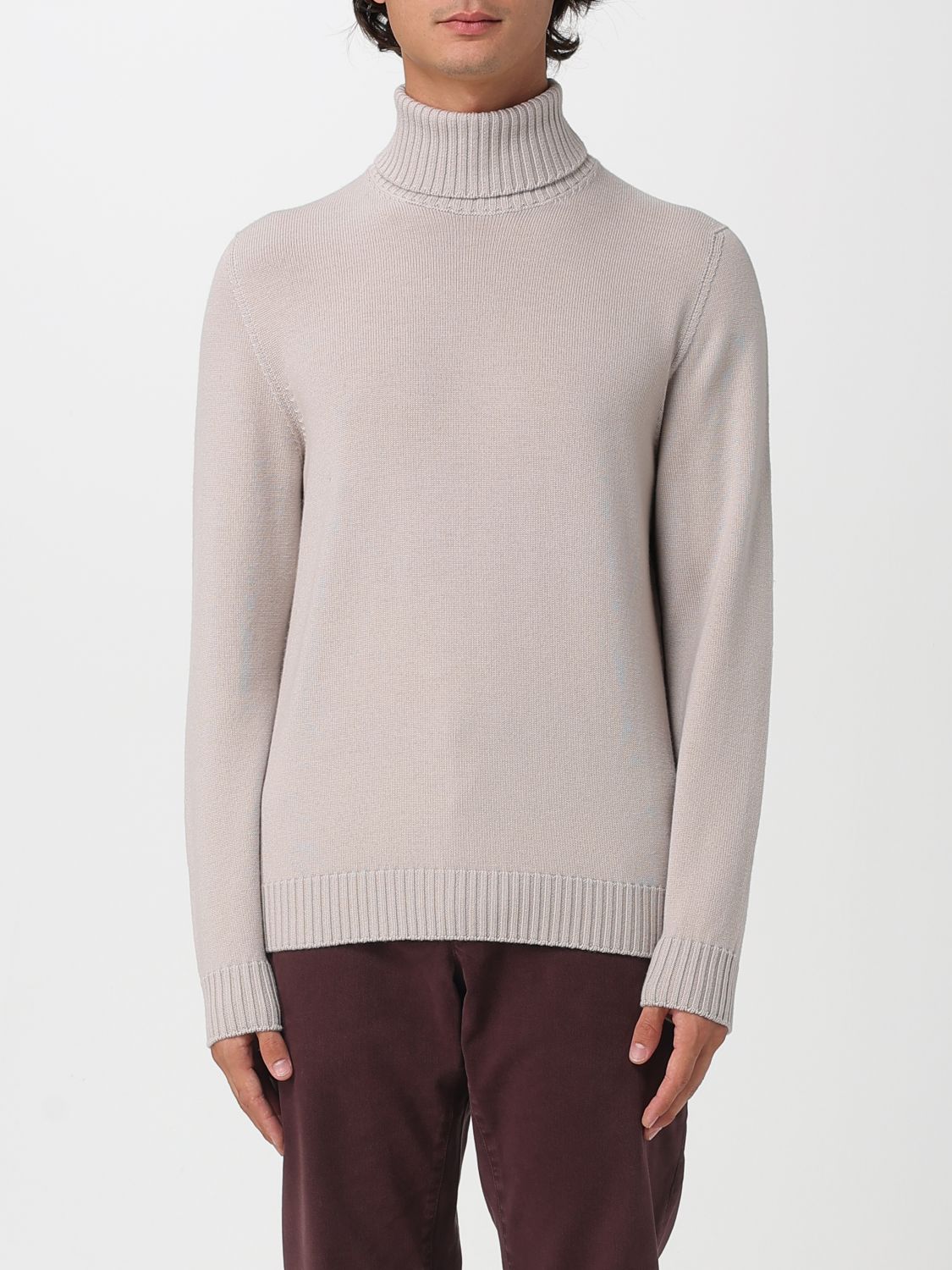 Drumohr Man Turtleneck Off White Size 44 Merino Wool In Gray