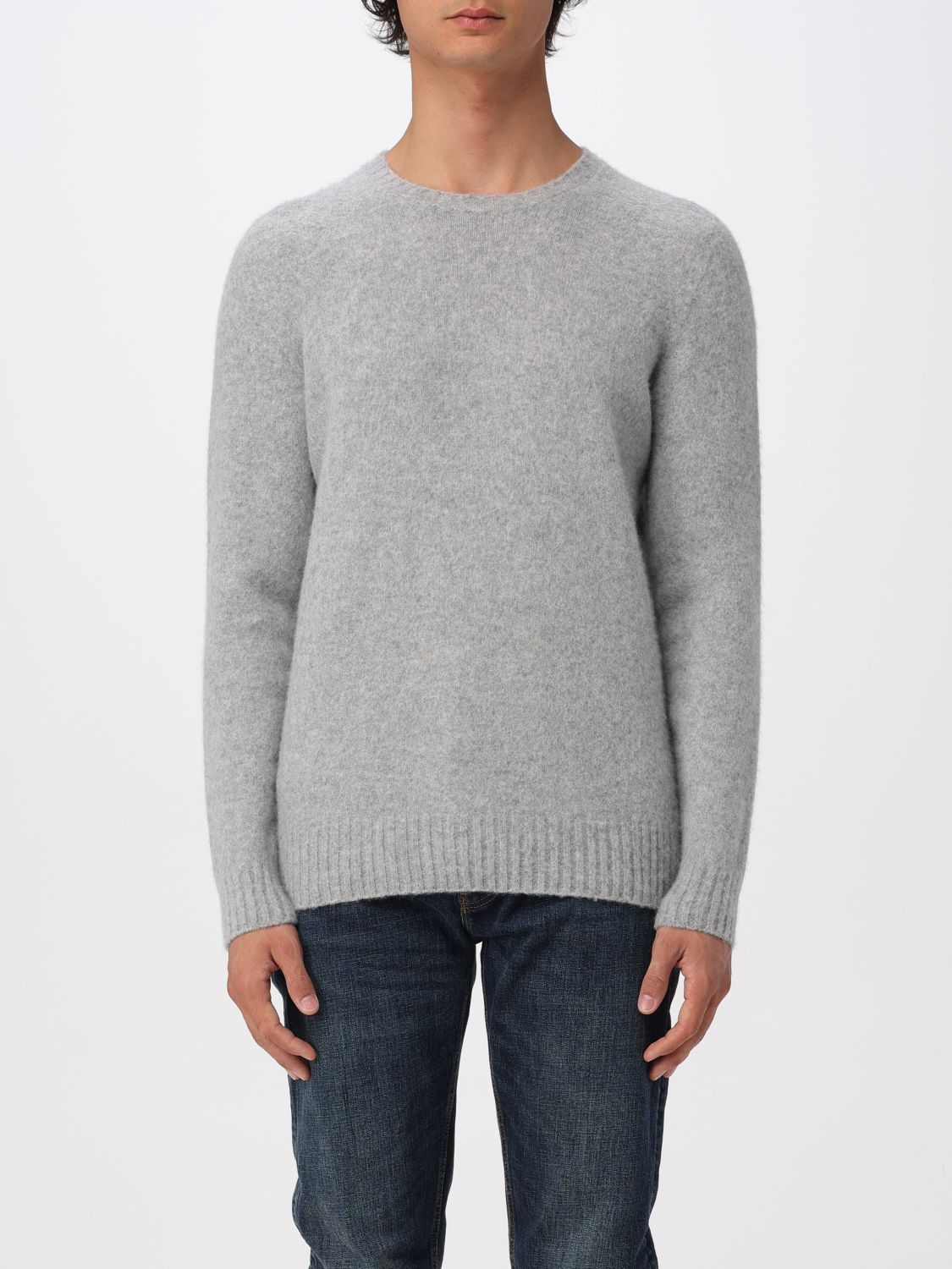 Drumohr Crew Neck Wool Sweater In Gray