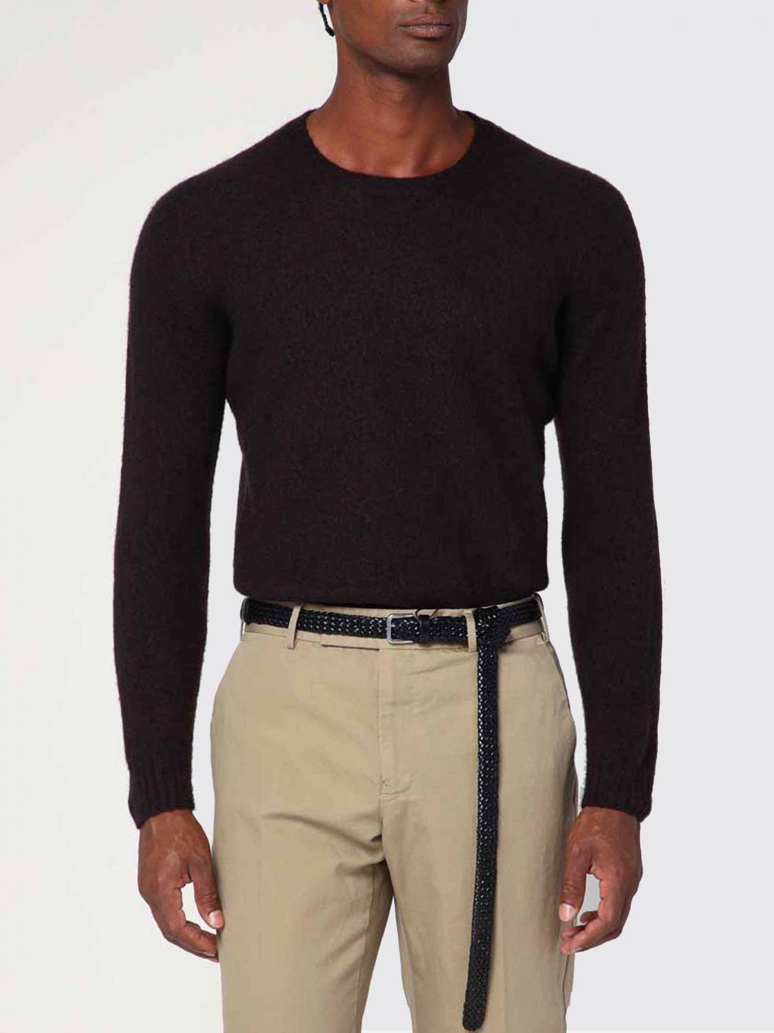 Drumohr Wool Sweater With Long Sleeves And Ribbed Texture In Black