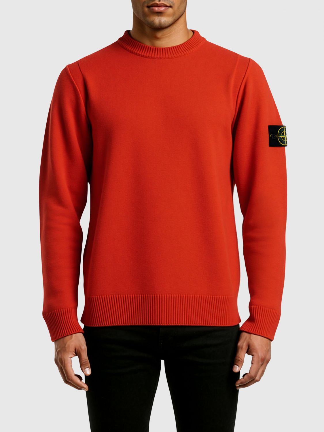 Stone Island Brushed Organic Cotton Fleece Crew Neck Sweatshirt In Red