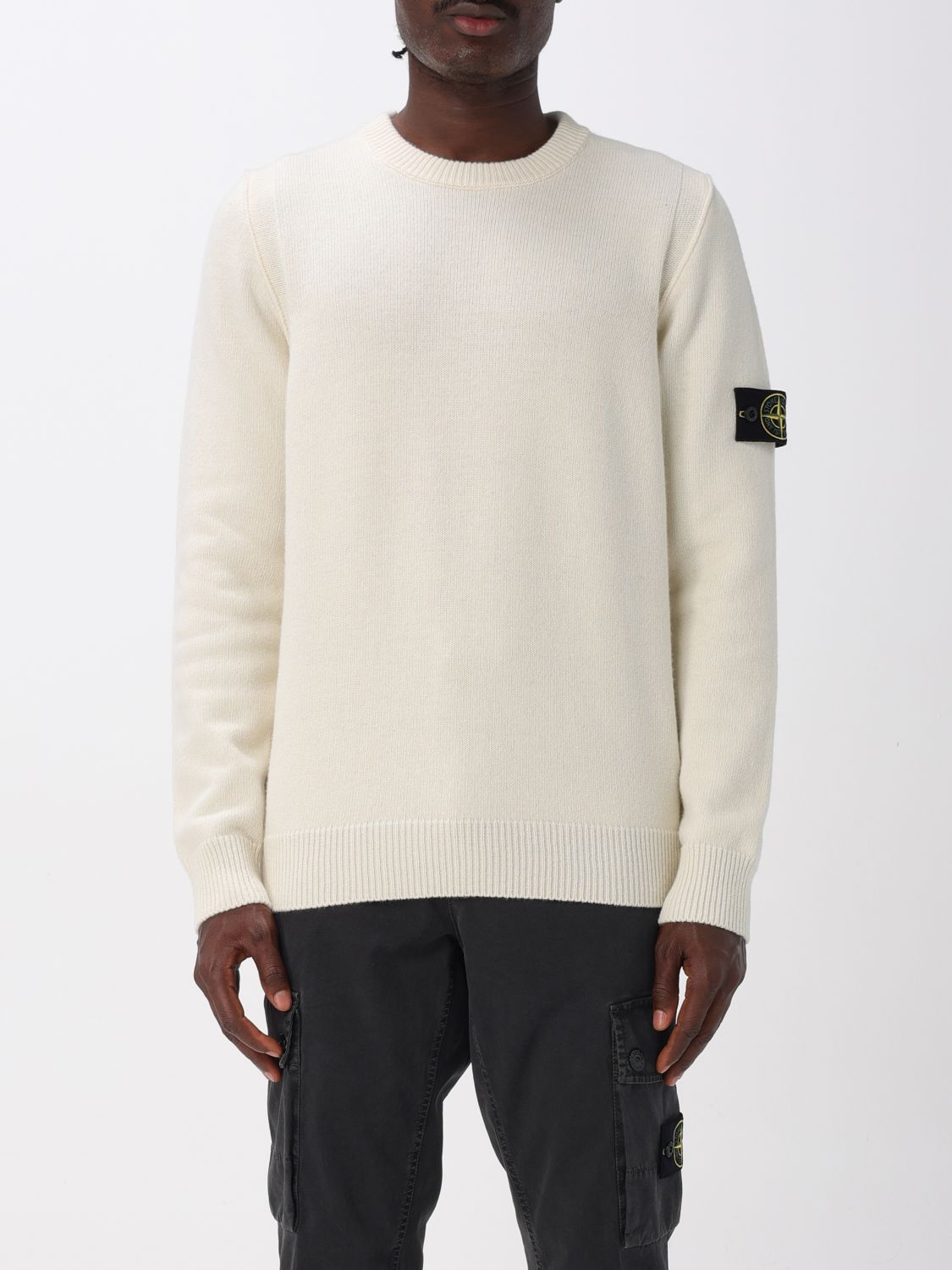 Stone Island Lightweight Geelong Wool Sweater In White