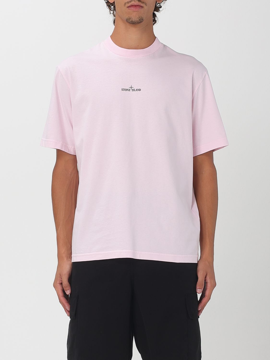 Stone Island Men Short Sleeve T-shirt In Pink