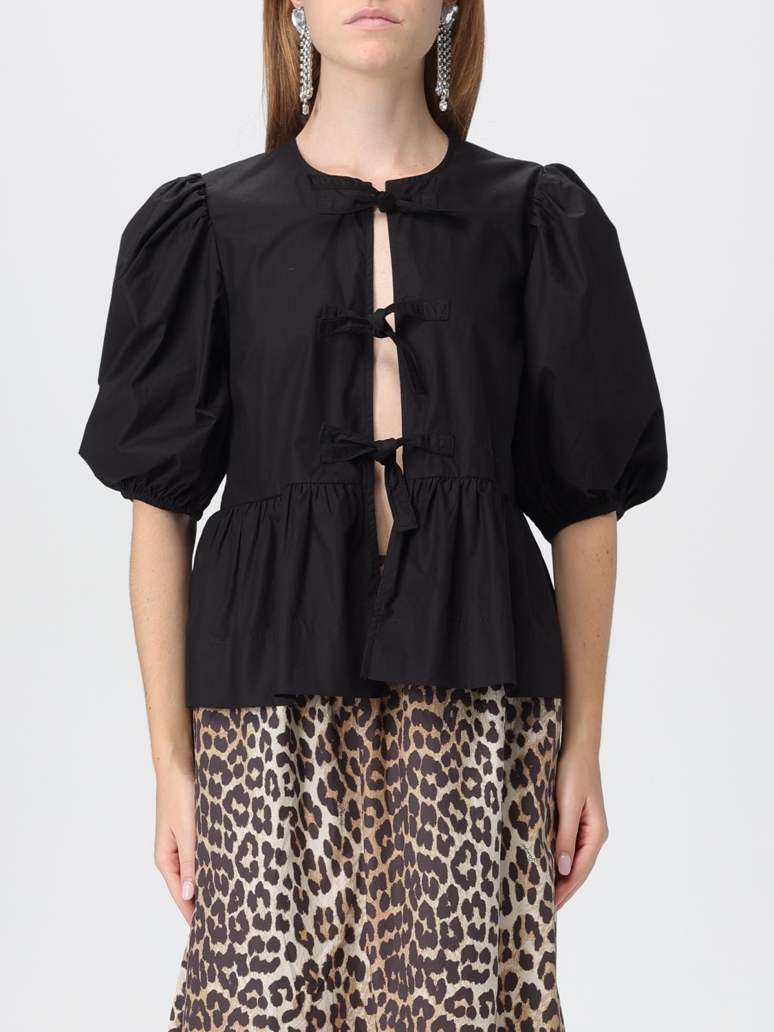 Ganni Women Camicia In Popeline In Black