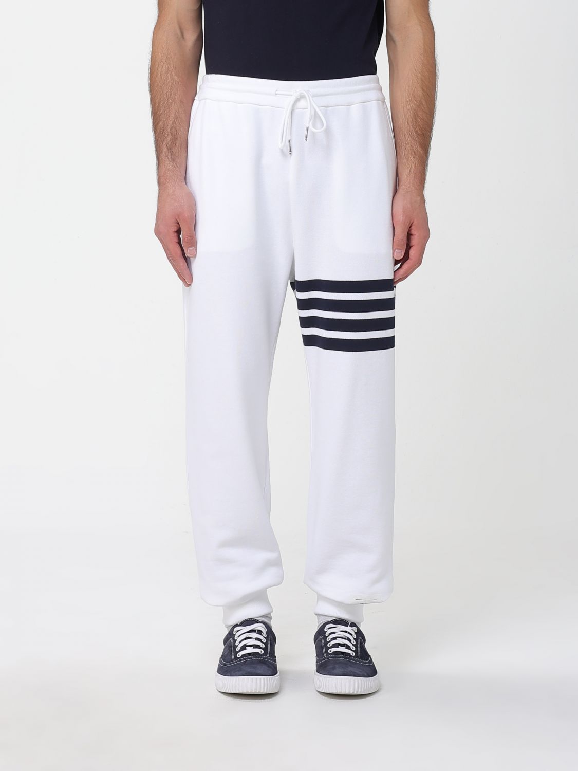 Thom Browne Cotton Sweatpants With Signature Stripe Detail In Red