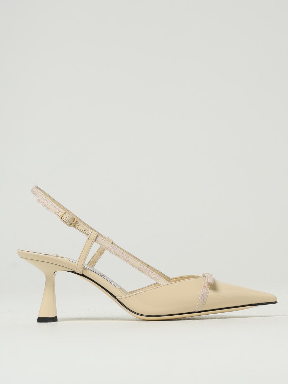 Jimmy Choo Camila Pink Slingback Pumps With Medium Heel In Leather Woman In Neutral