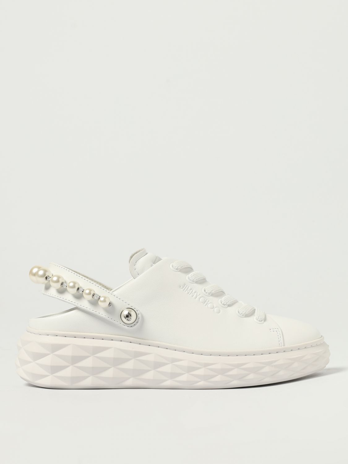 Jimmy Choo Pearl Platform Round Slingback Sneakers In White