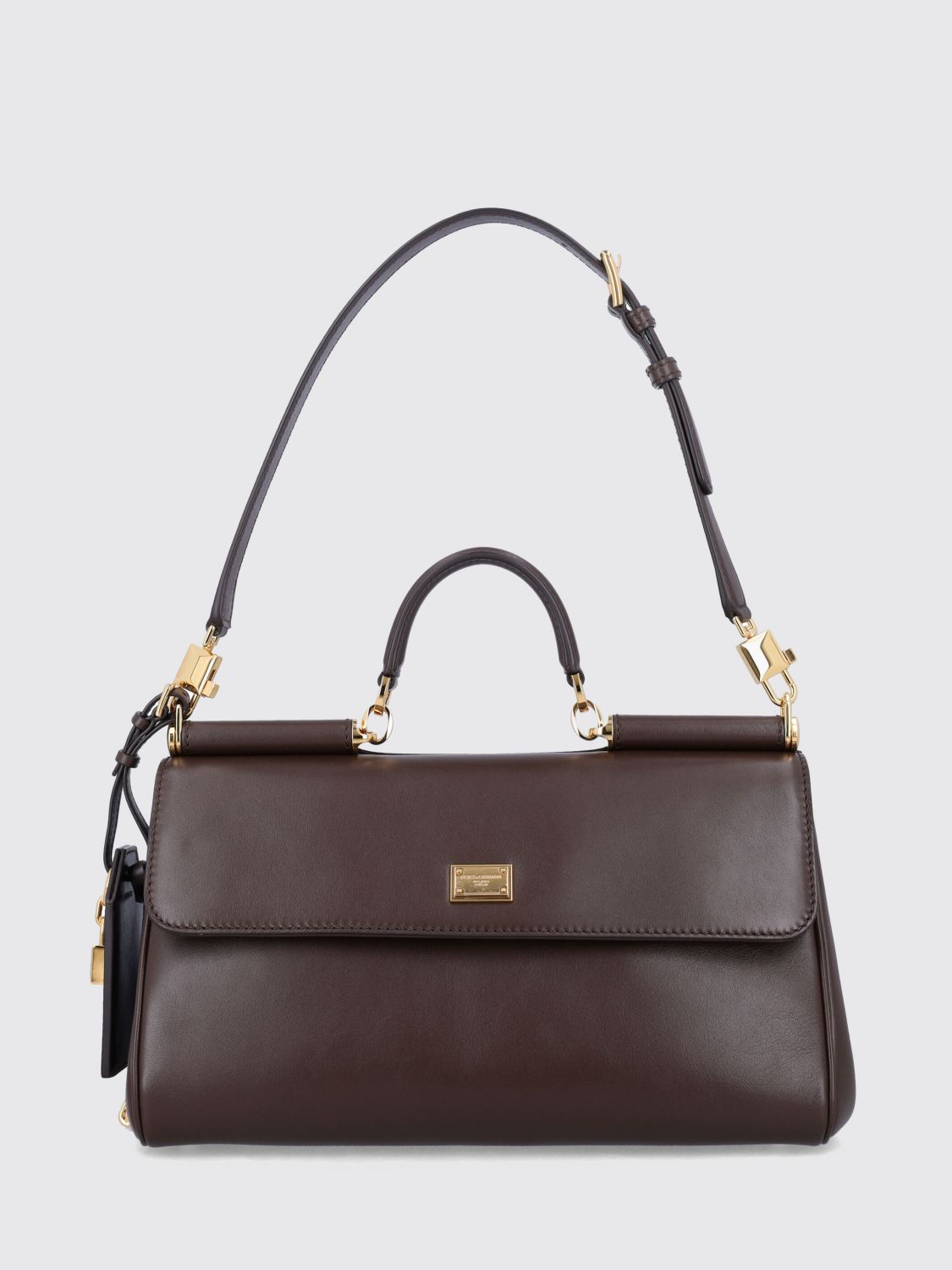 Dolce & Gabbana My Sicily Brown Calfskin Handbag In Black