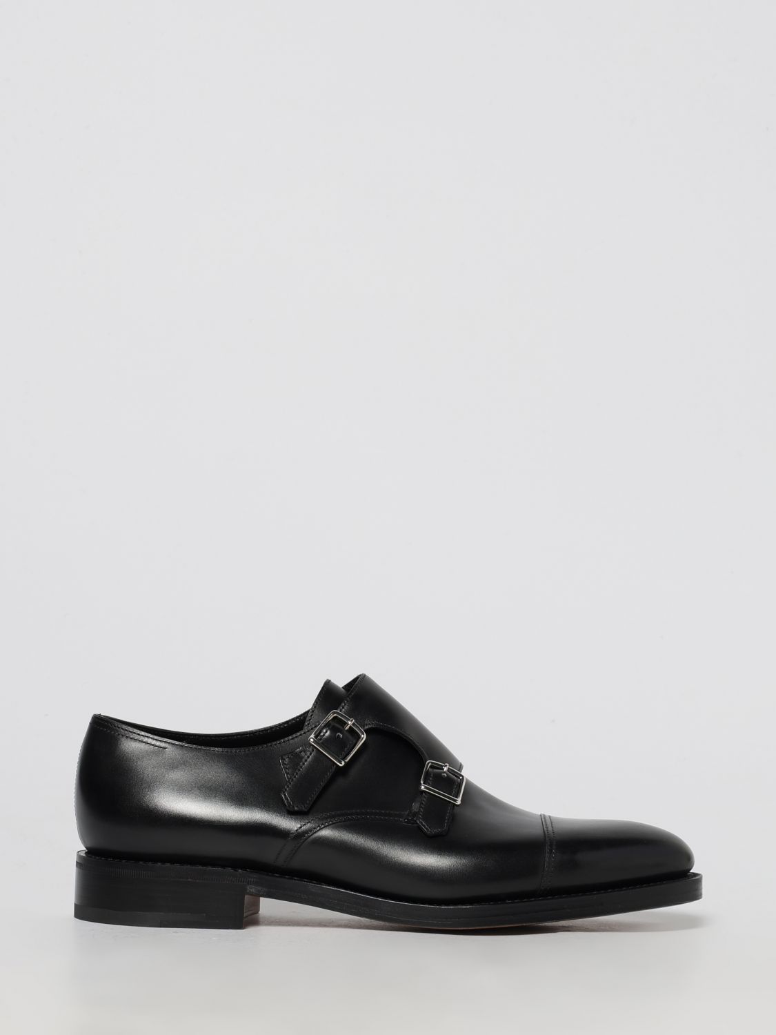 John Lobb Smooth Black Leather William Lace-up In Animal Print