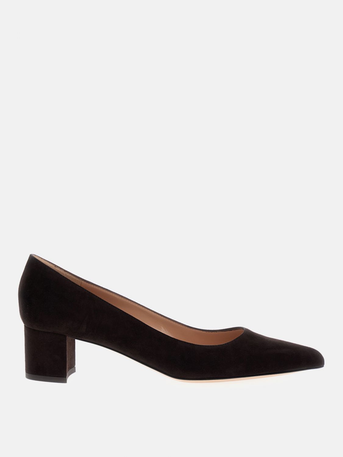 Gianvito Rossi Decollette Piper Pump In Soft Suede With Pointed Toe In Brown