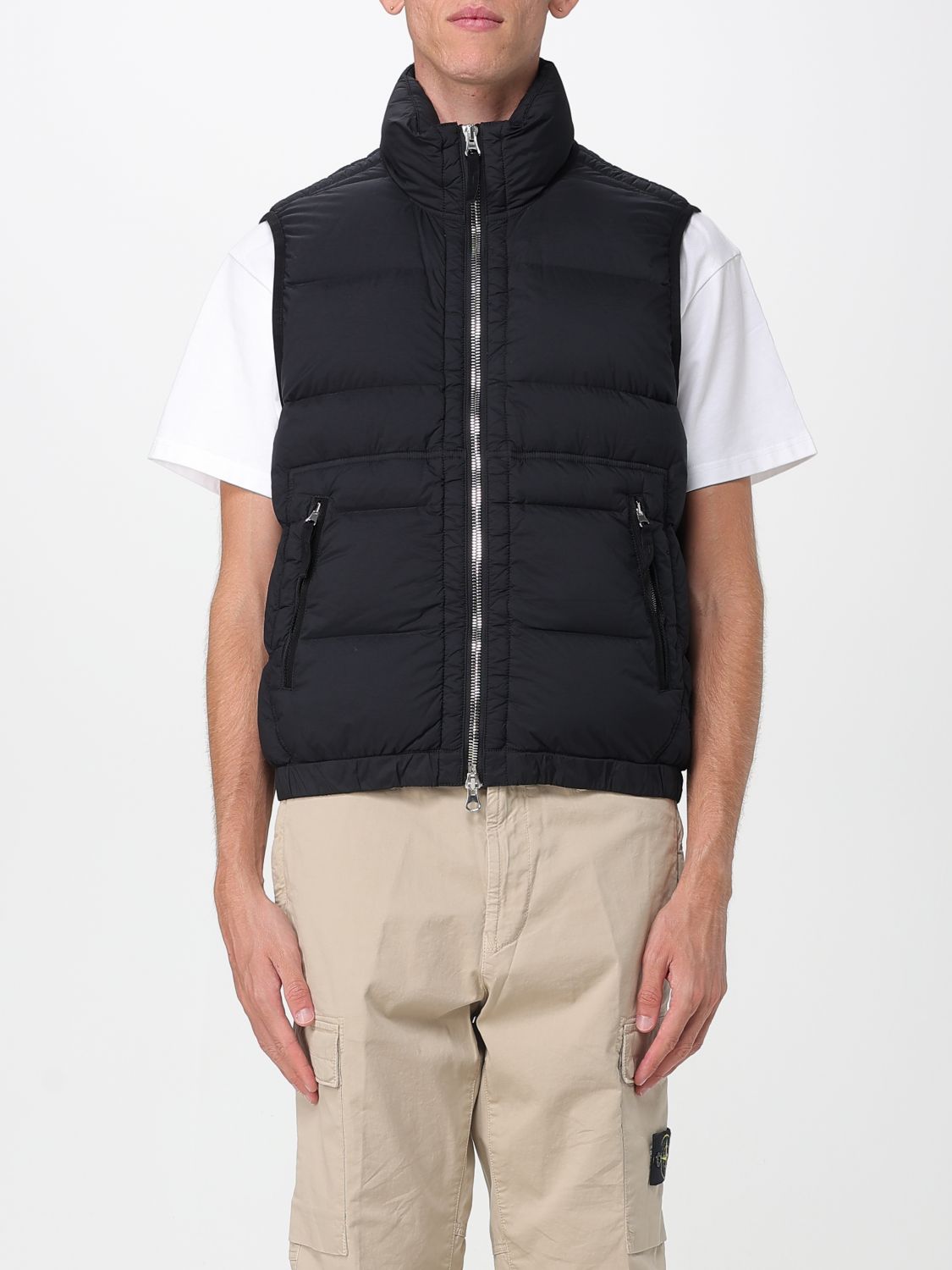 Stone Island Vest With Logo In Black
