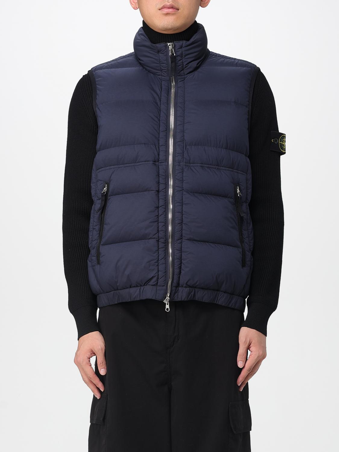 Stone Island Quilted High-collar Sleeveless Jacket With Zip Closure In Black