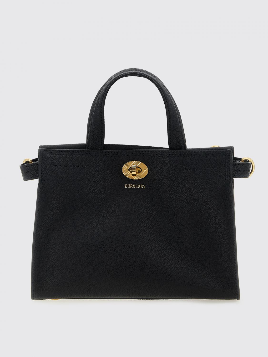 Burberry Mini Cotswold Grained Leather Top Handle Bag In Black