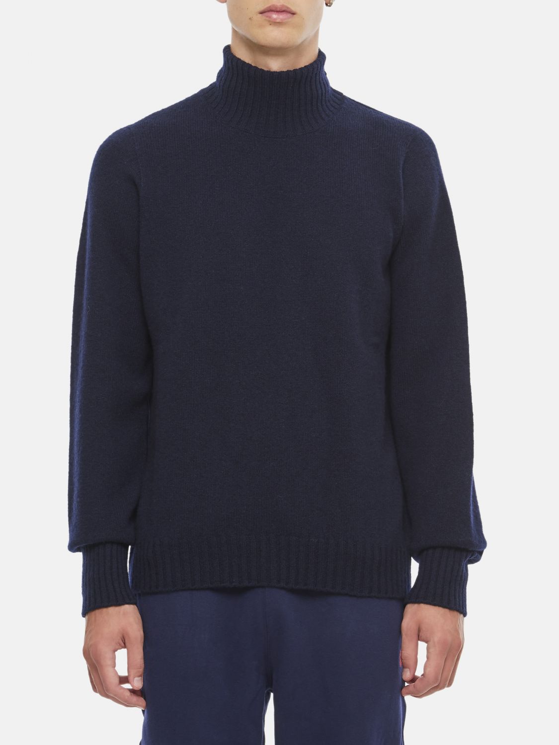 Drumohr High Neck Wool Sweater In Blue