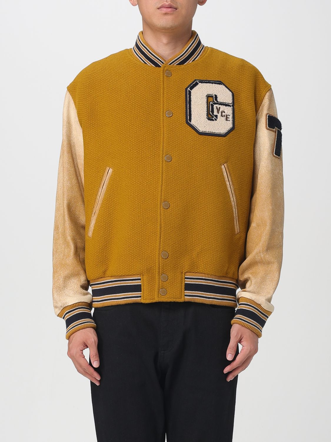 Golden Goose Wool And Leather Bomber Jacket In Brown