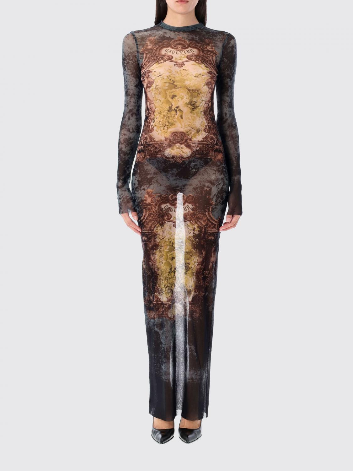 Jean Paul Gaultier Graphic Print Long Sleeve Fitted Top In Brown
