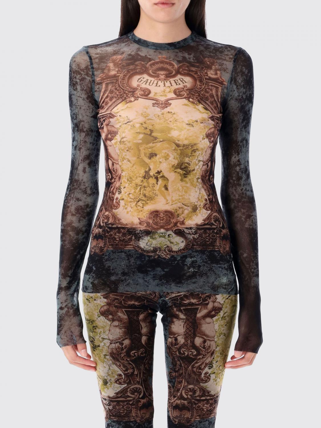 Jean Paul Gaultier Printed Long-sleeve T-shirt In Brown