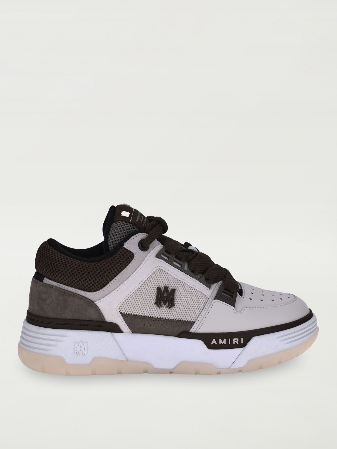 Amiri Brown Low Top Sneakers With Logo Detail On The Side And Mesh Panels In Brown