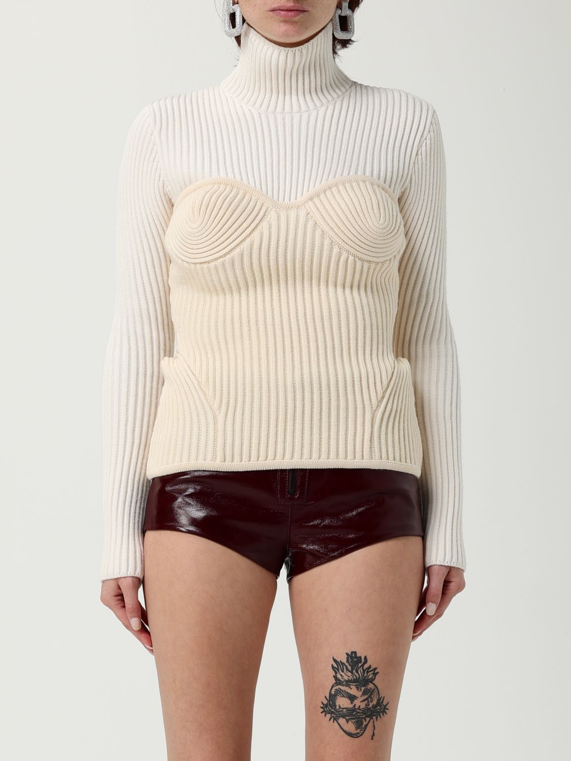 Jean Paul Gaultier Ribbed Knit Pullover Inspiration Corset In Multi
