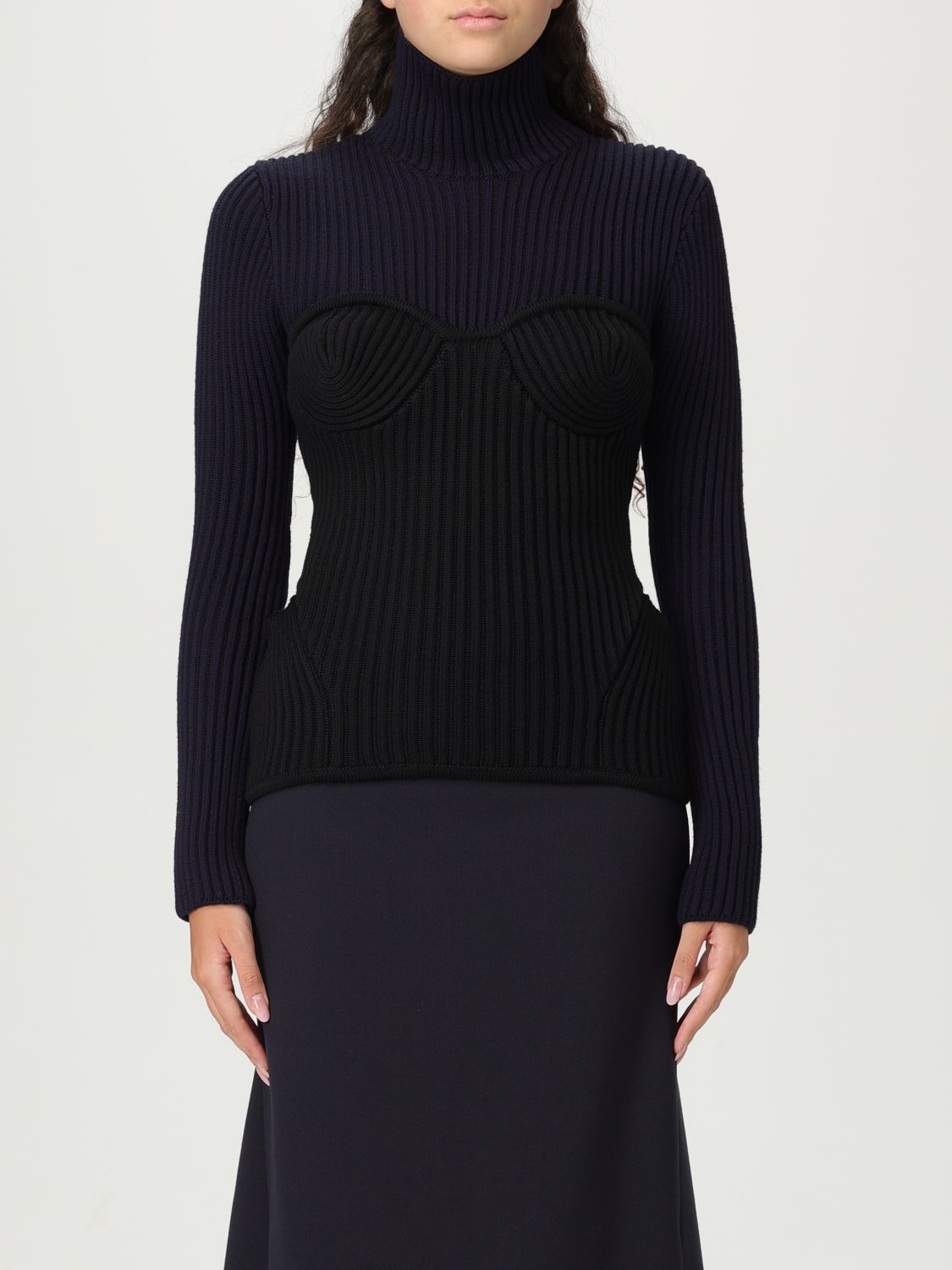 Jean Paul Gaultier Ribbed Merino Wool Turtleneck Sweater In Multi