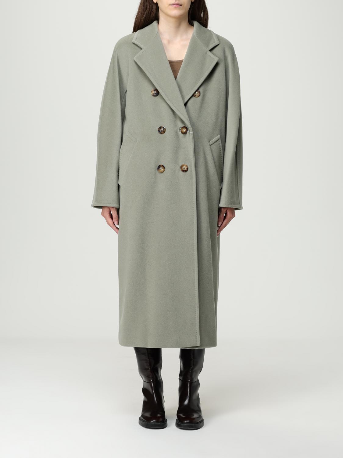 Max Mara Madame Wool Blend Double Breast Coat In Green