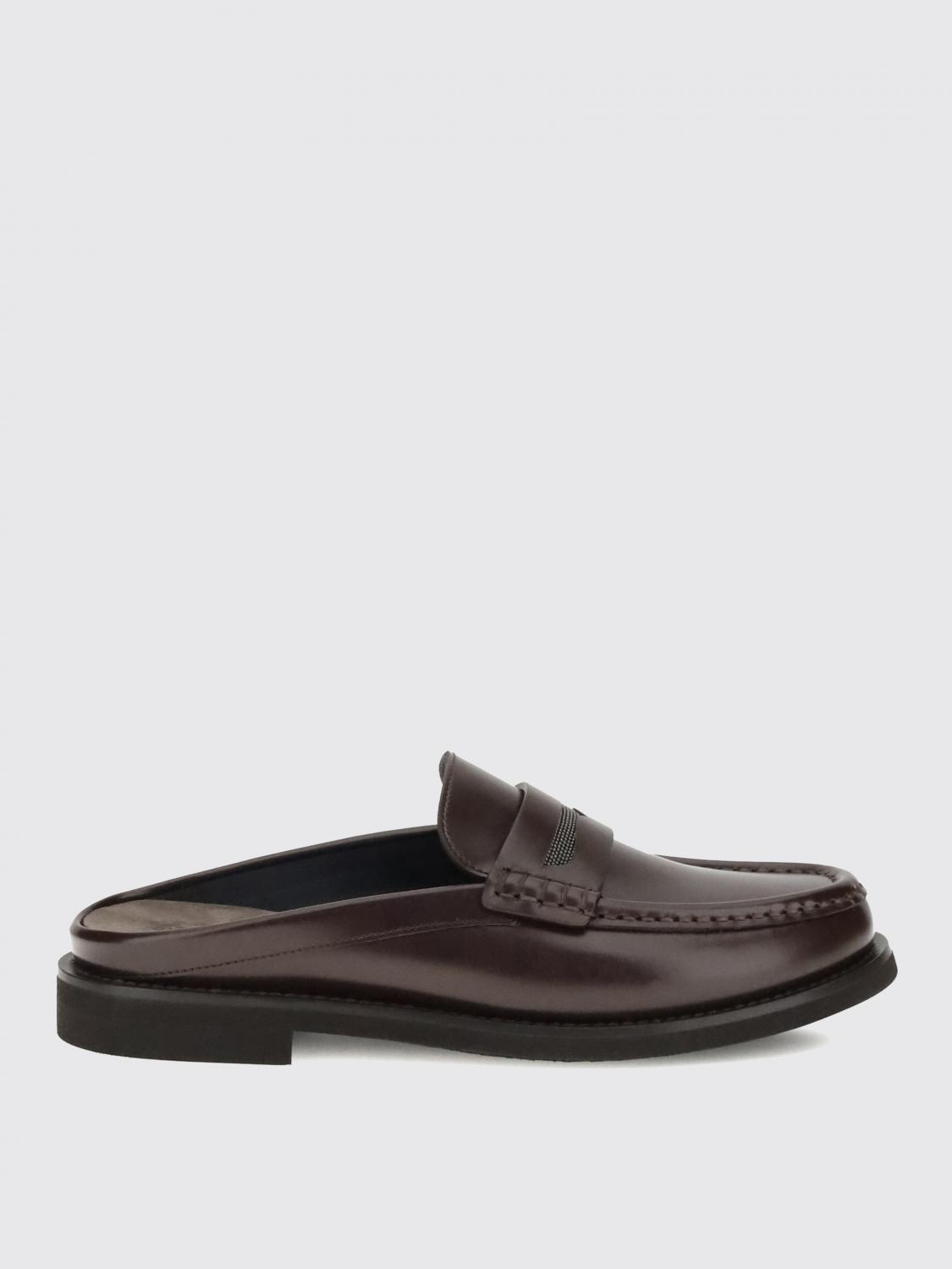 Brunello Cucinelli Refined Leather Loafers With Shiny Jewels In Black