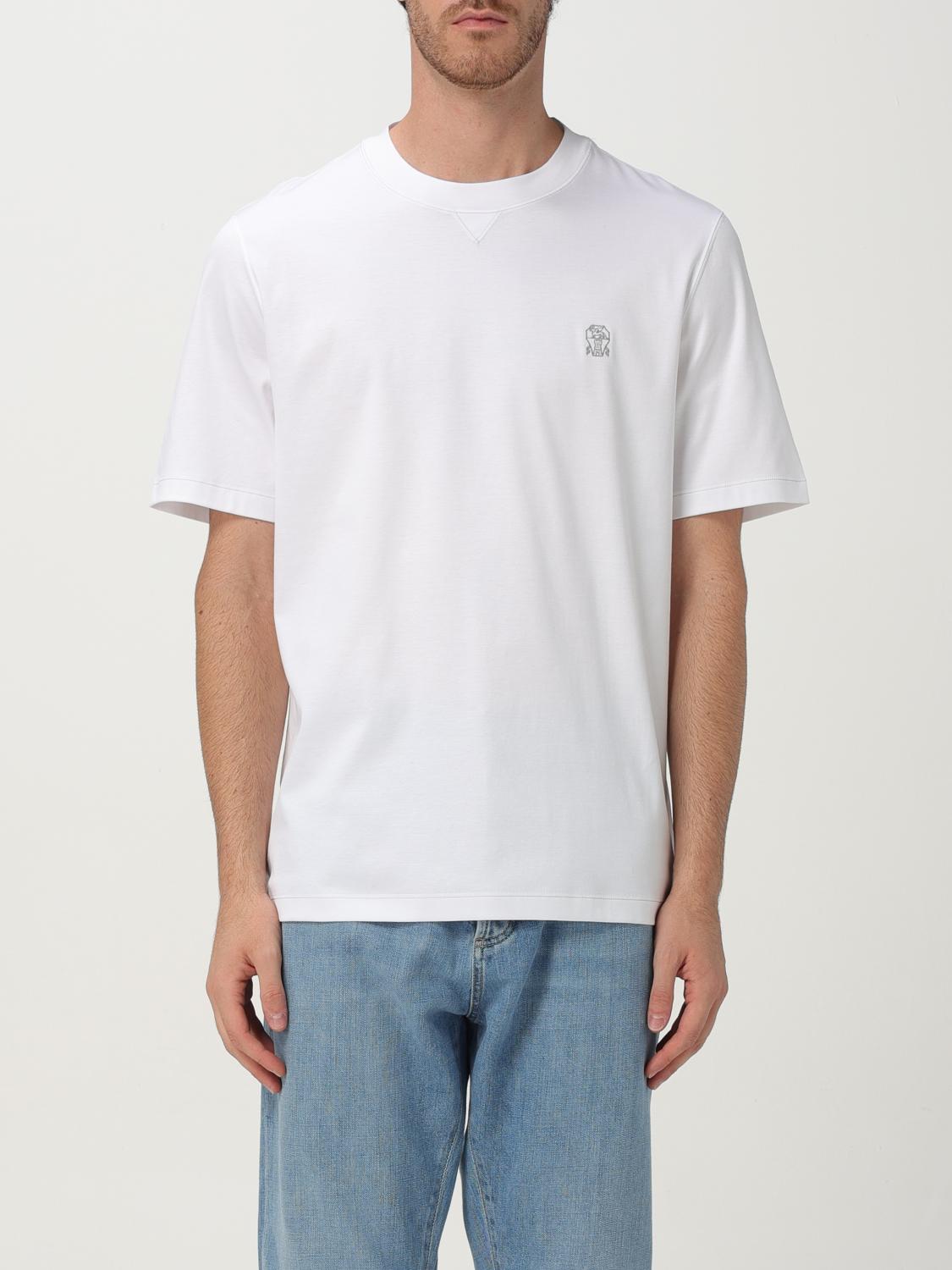 Brunello Cucinelli Crew Neck T-shirt With Subtle Logo Print In White