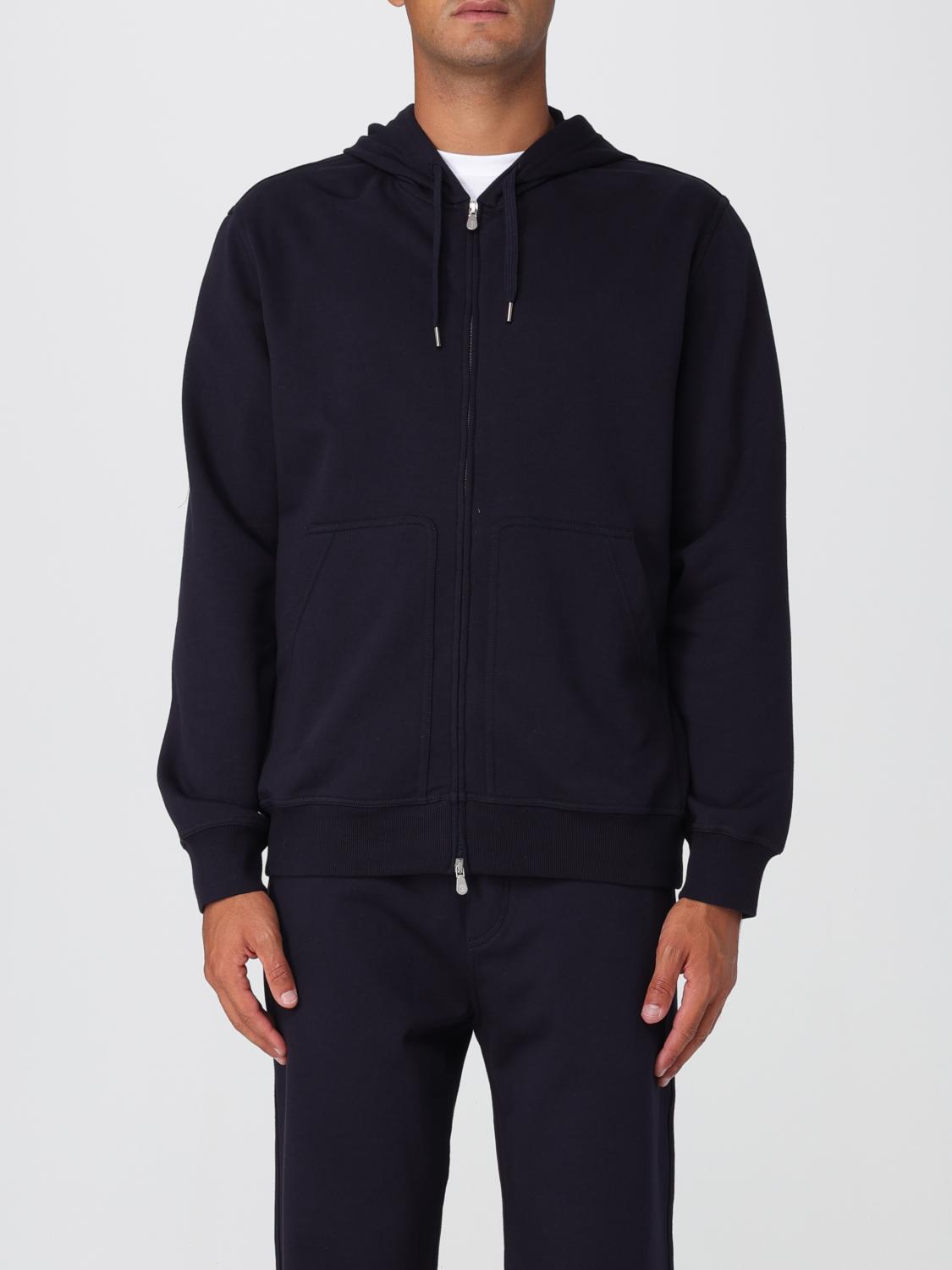 Brunello Cucinelli Dark Blue Cotton Sweatshirt In Blue