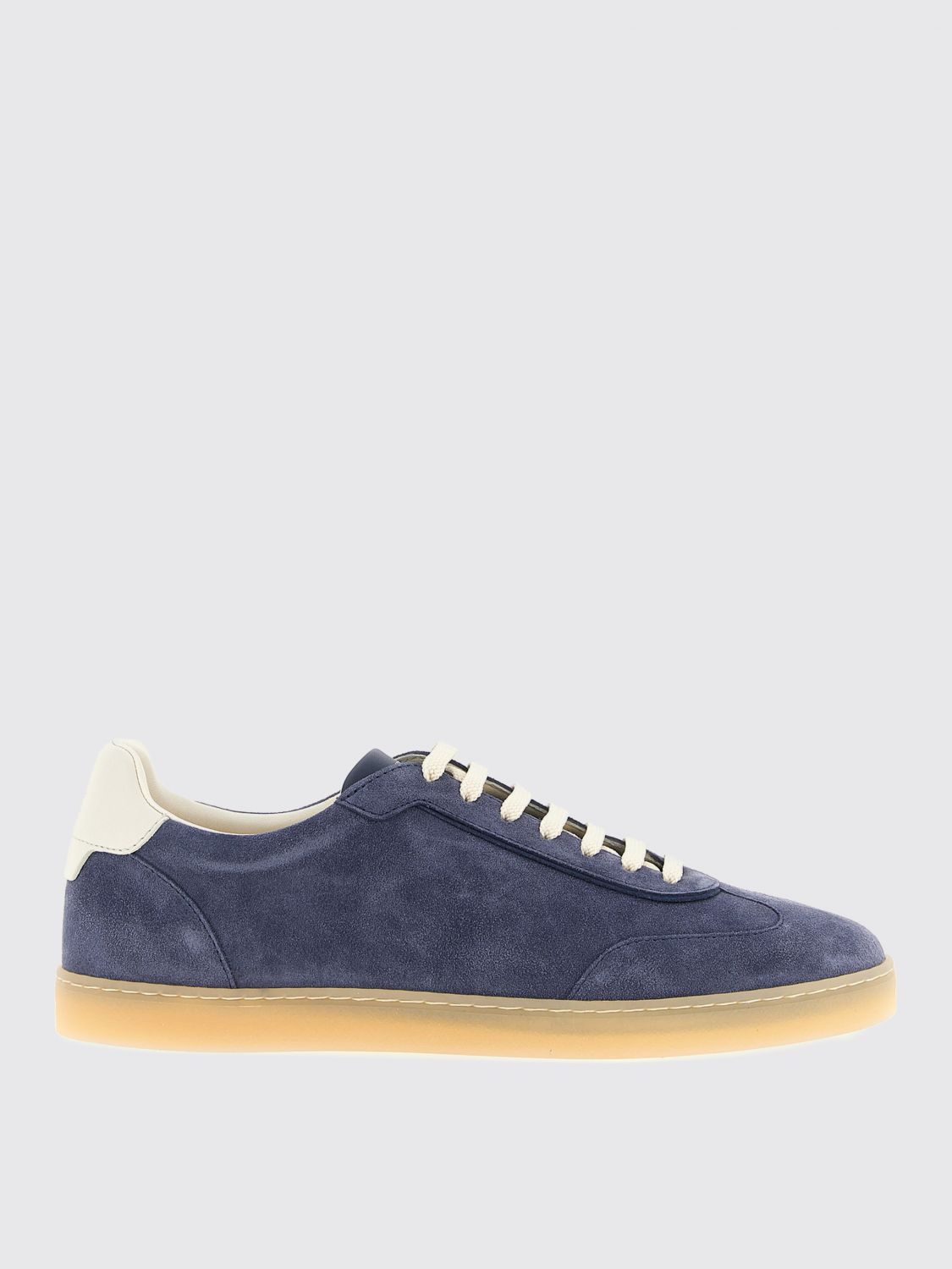 Brunello Cucinelli Leather-trimmed Suede Sneakers In Blue