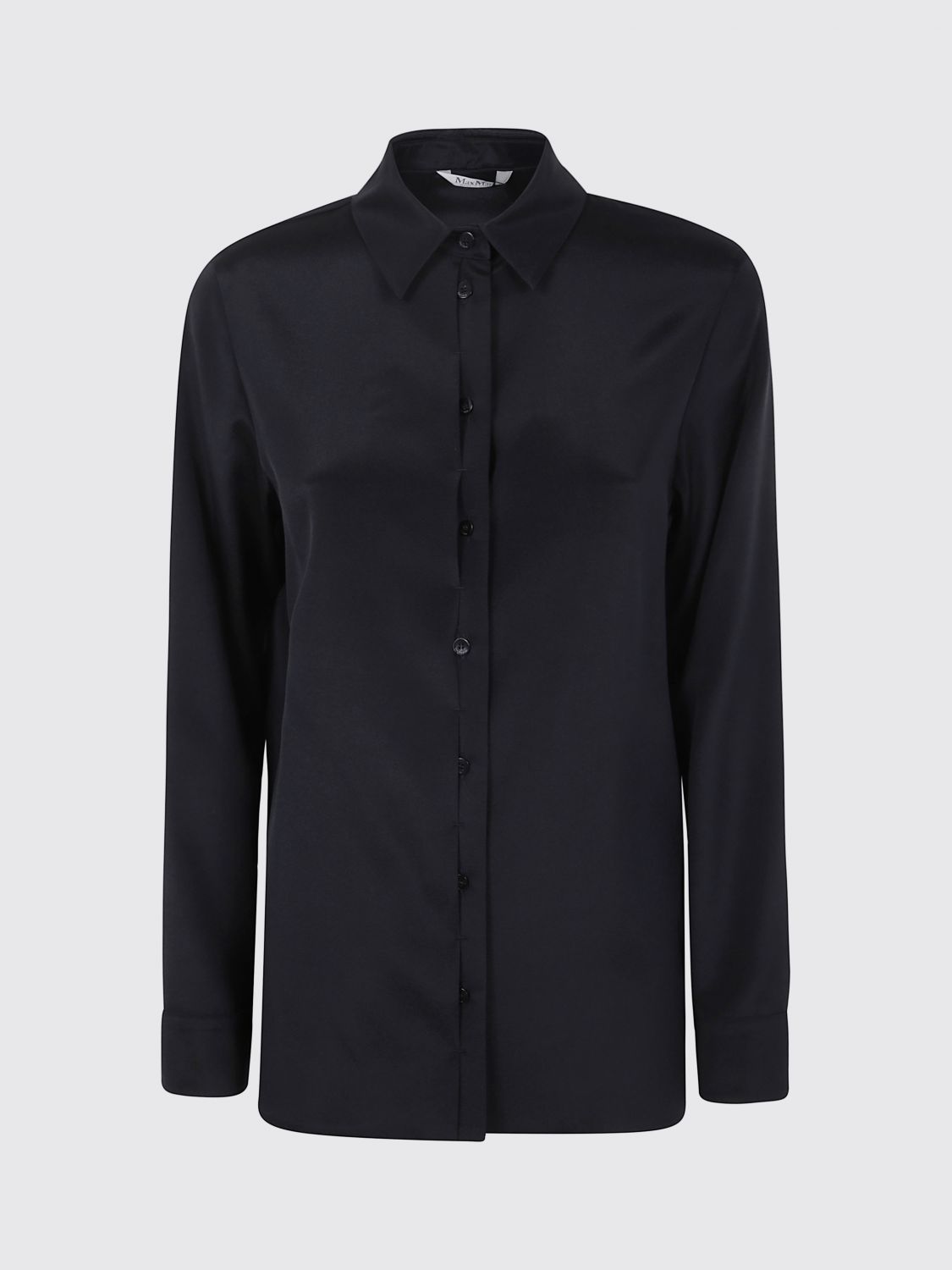 Max Mara Stretch Silk Cady Shirt In Black