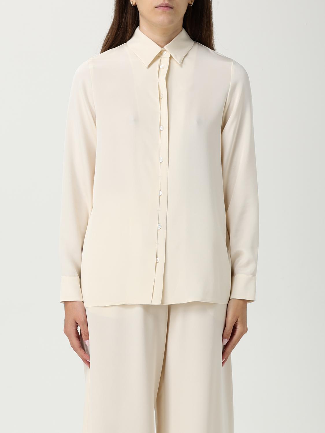 Max Mara Long Sleeve Sheer Shirt With Pointed Collar In White
