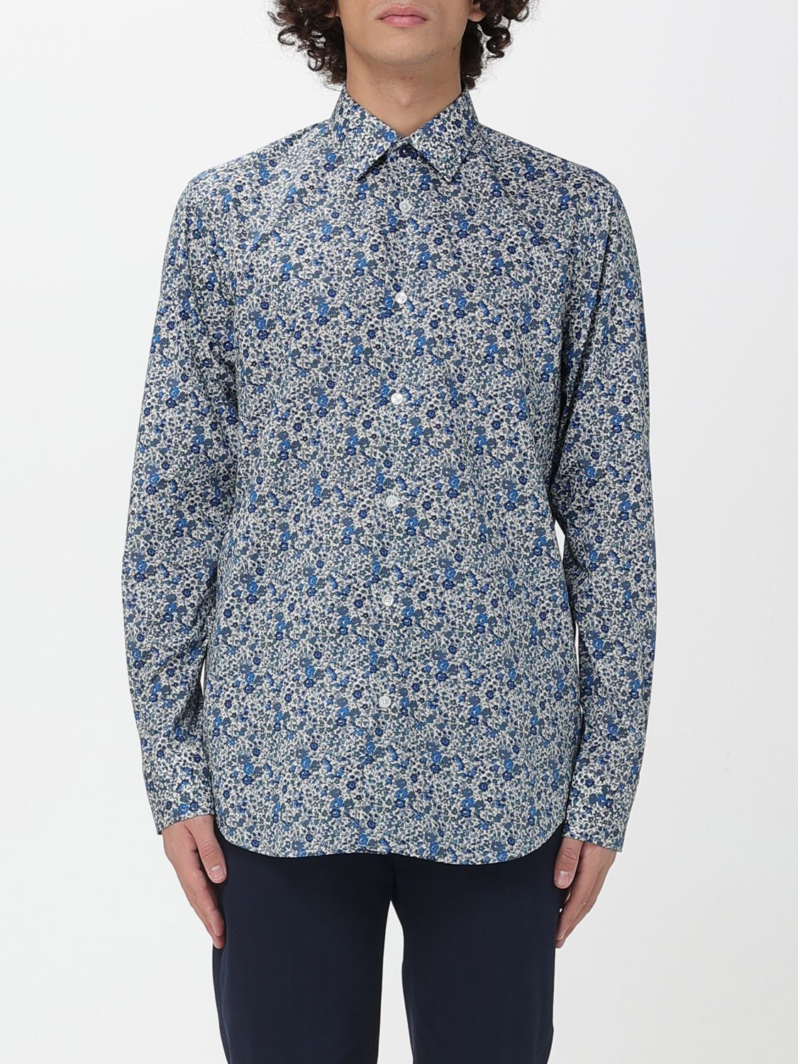 Paul Smith Men's Floral Cotton Tailored Fit Dress Shirt In Blue