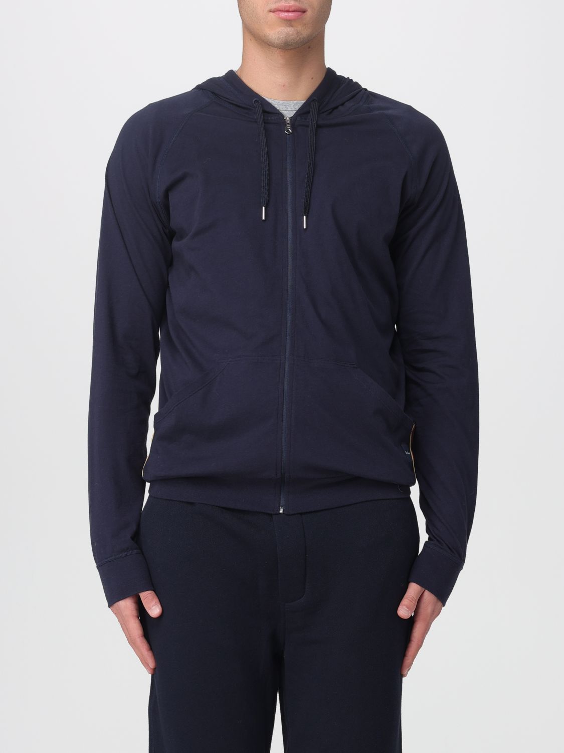 Paul Smith Signature Stripe Cotton Hoodie In Blue