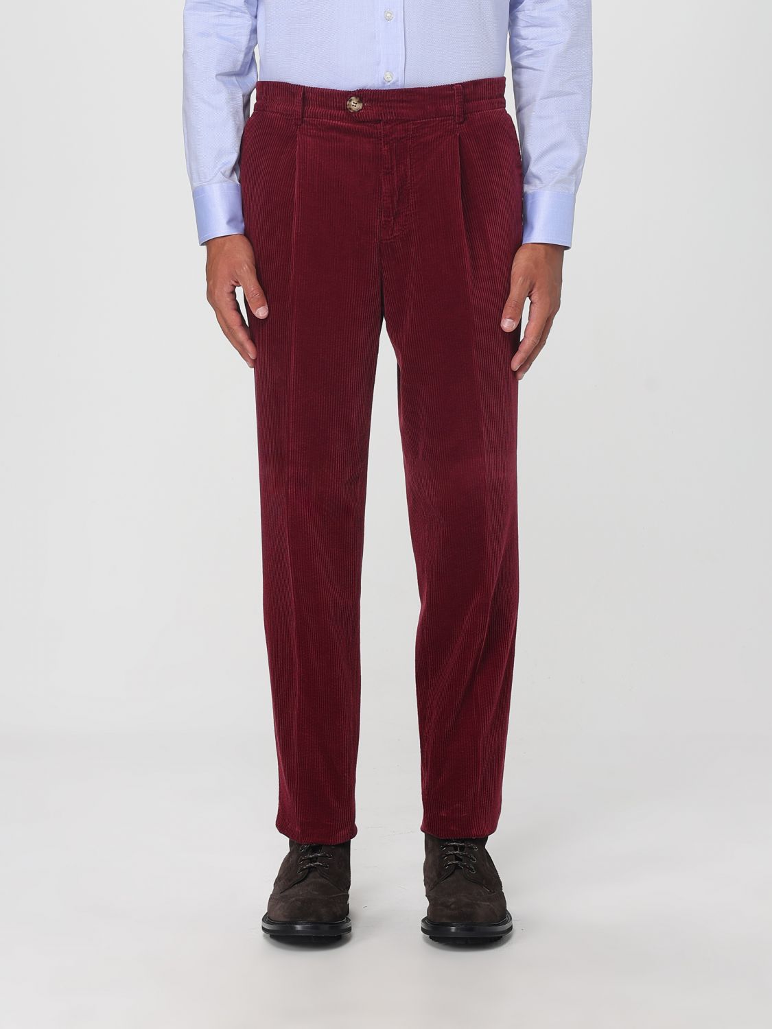 Brunello Cucinelli Cotton Corduroy Leisure Fit Trousers In White