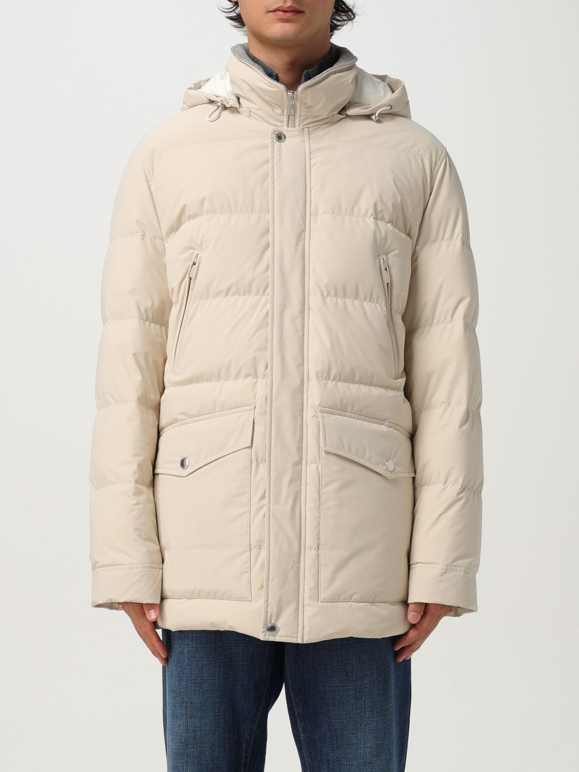 Brunello Cucinelli Long-sleeved Hooded Coat In Neutral