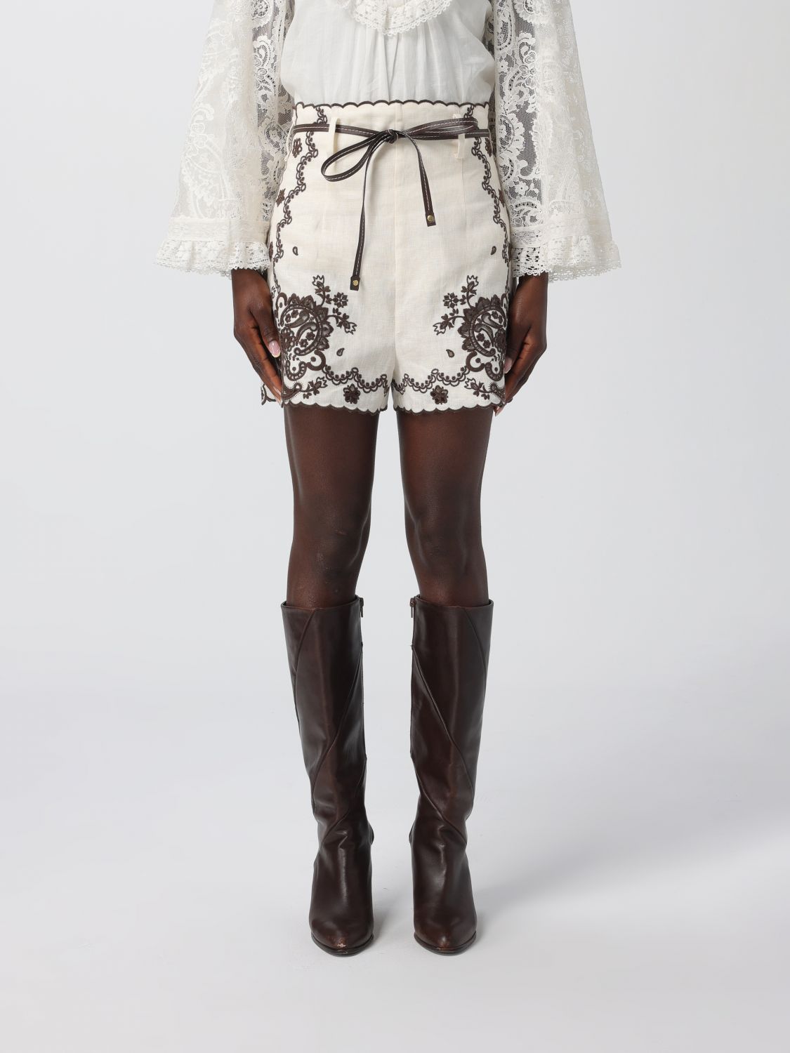 Zimmermann Shorts  Woman Color Ivory In White