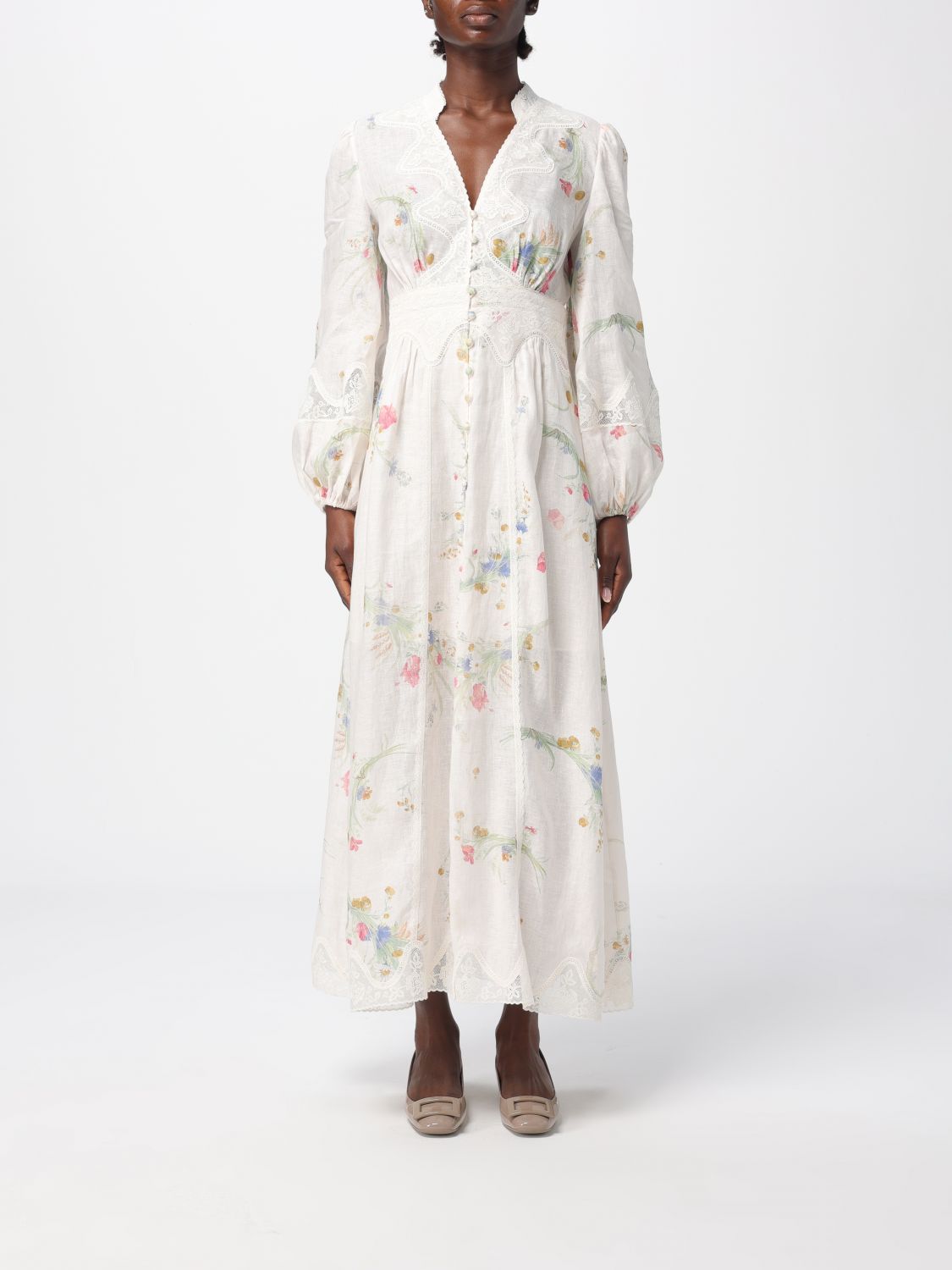Zimmermann Lucky Midi Dress In White