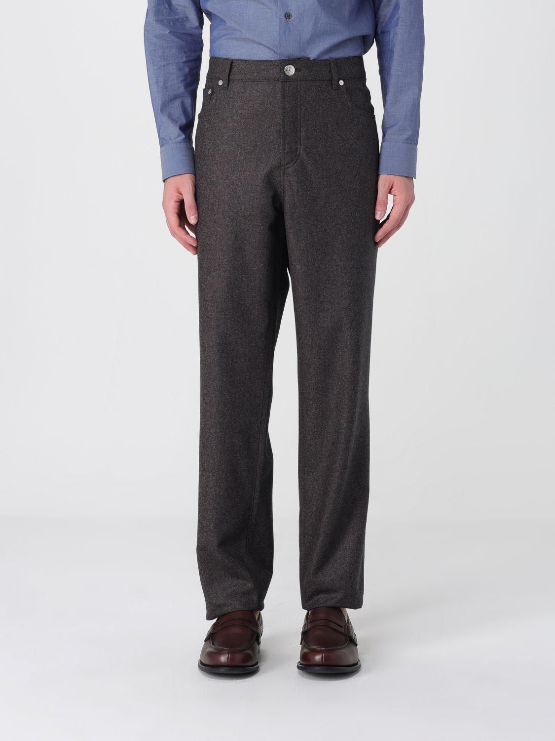 Brunello Cucinelli Pants Men Color Brown In Multi