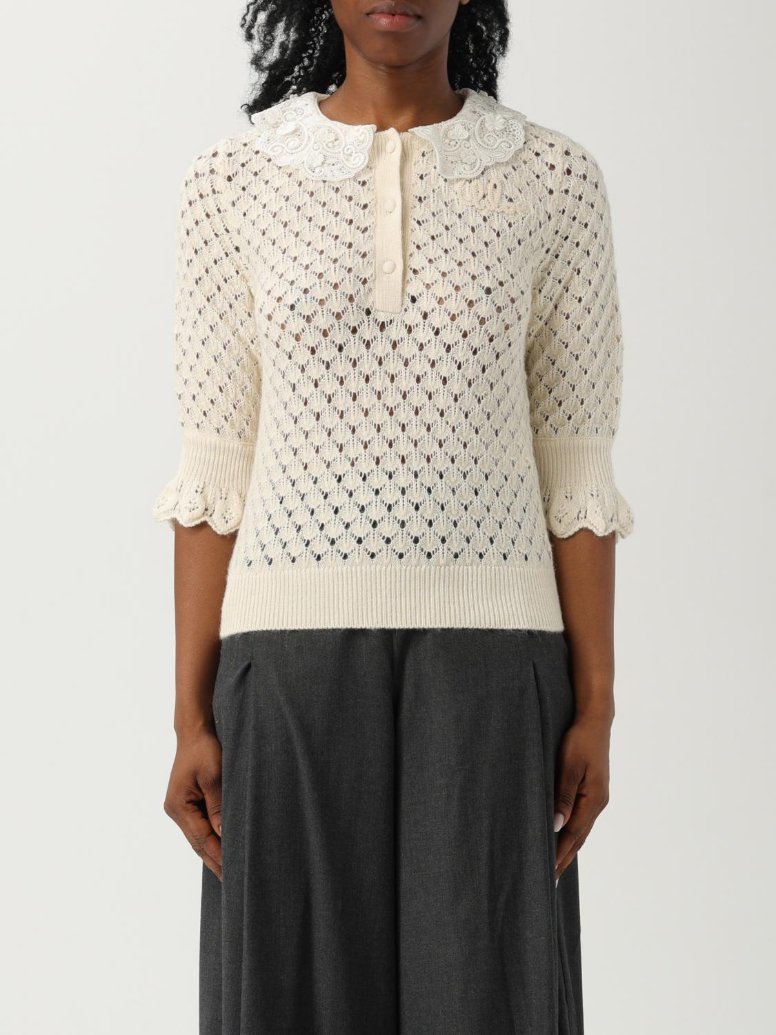 Chloé Polo Shirt With Lace Collar And Perforated Design In Neutral