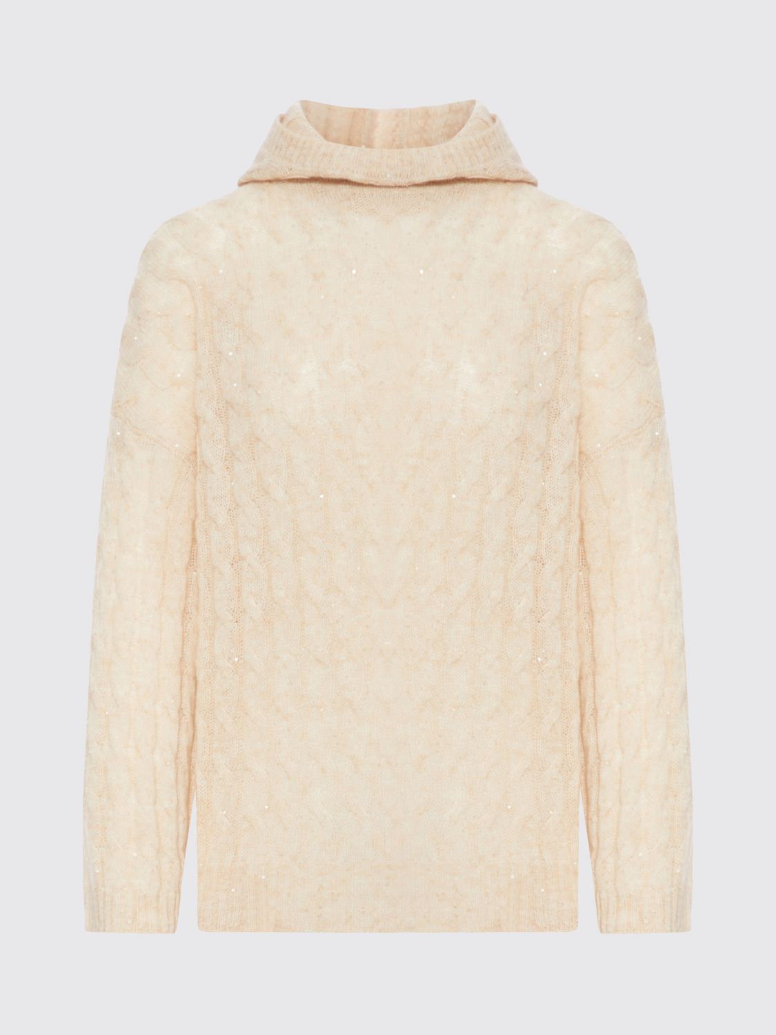 Brunello Cucinelli Cashmere Blend Hooded Sweater In Neutral