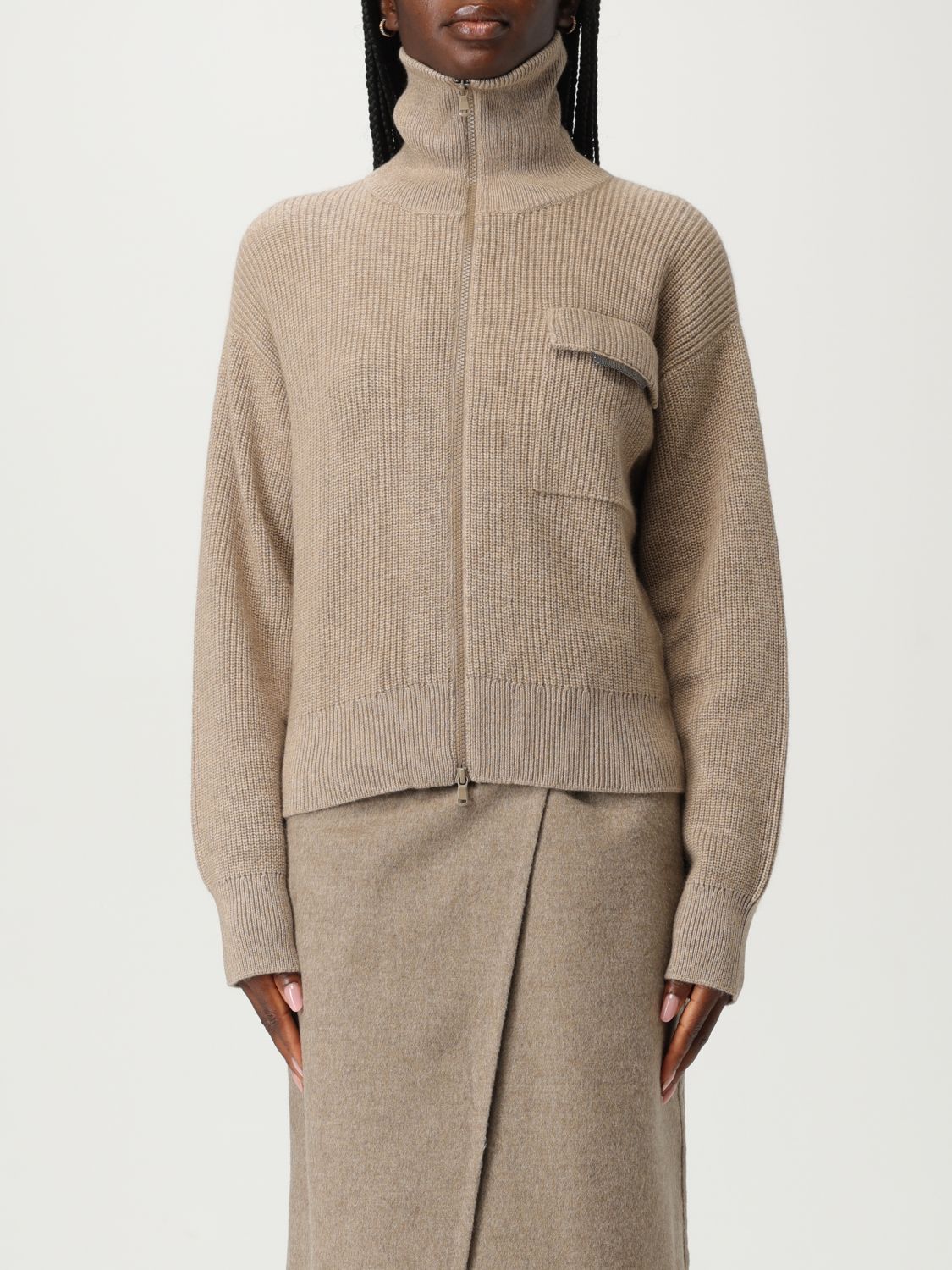 Brunello Cucinelli Cardigan  Woman Color Brown In Neutral