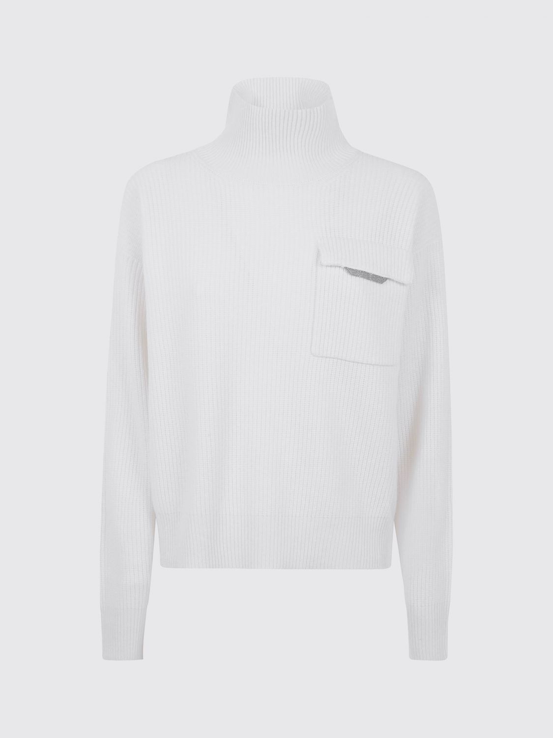 Brunello Cucinelli Chunky Knit Turtleneck Sweater In White