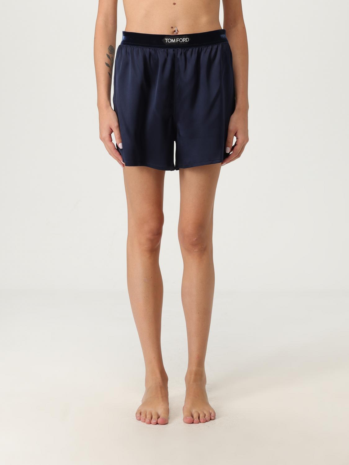 Tom Ford Shorts In Stretch Silk Satin In Blue