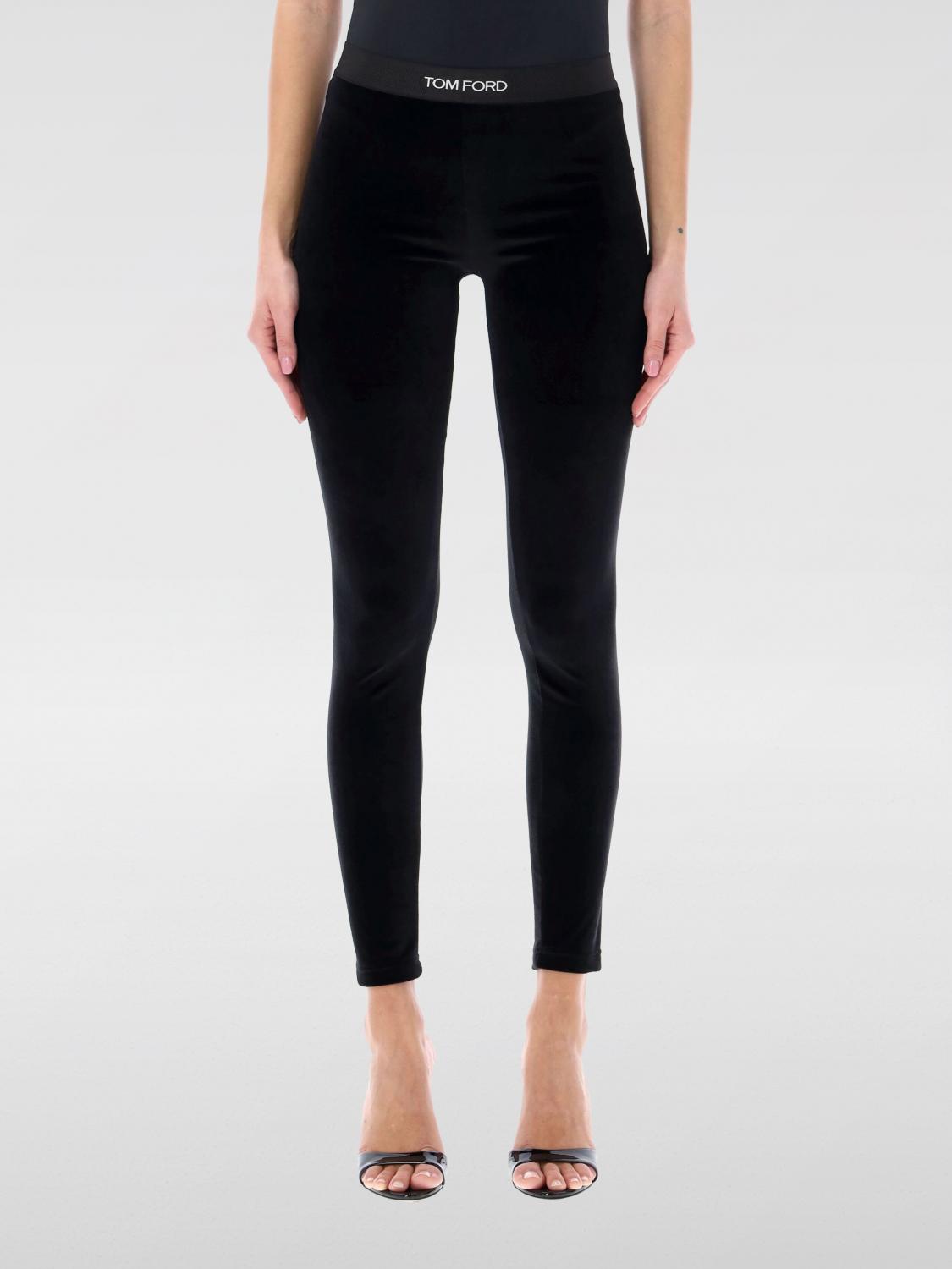 Tom Ford Form-fitting Black Velour Leggings In Black